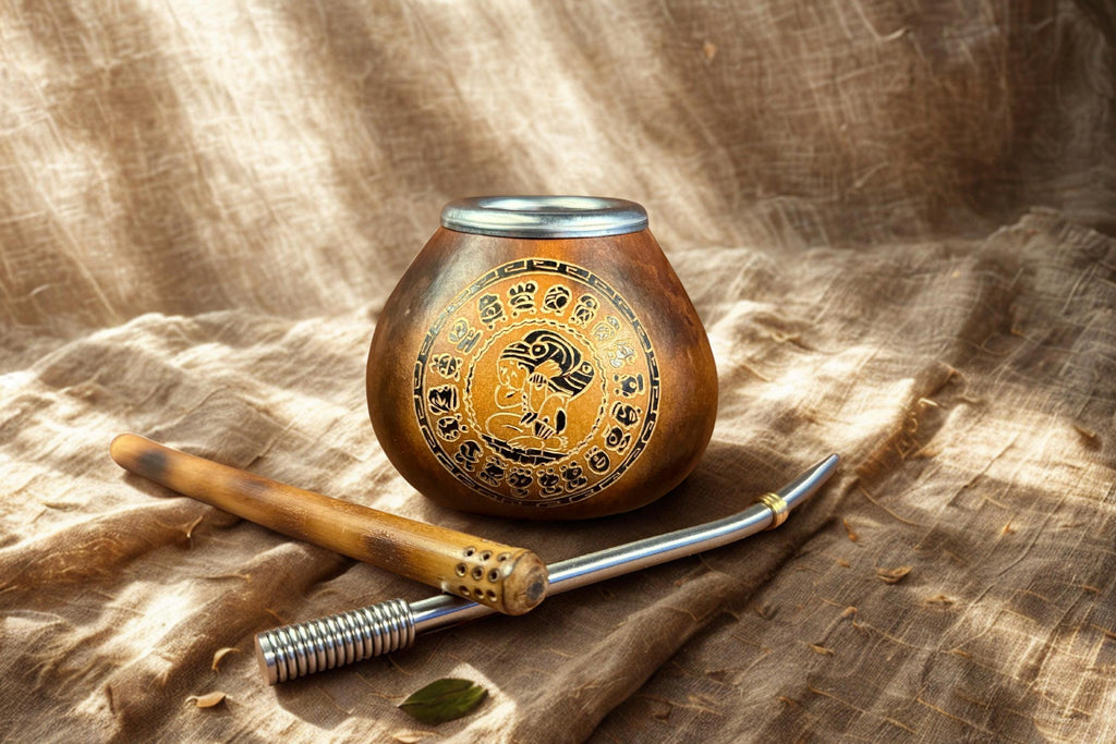 Yerba Mate Gourd 400ml with Calendar Mandala Engraving