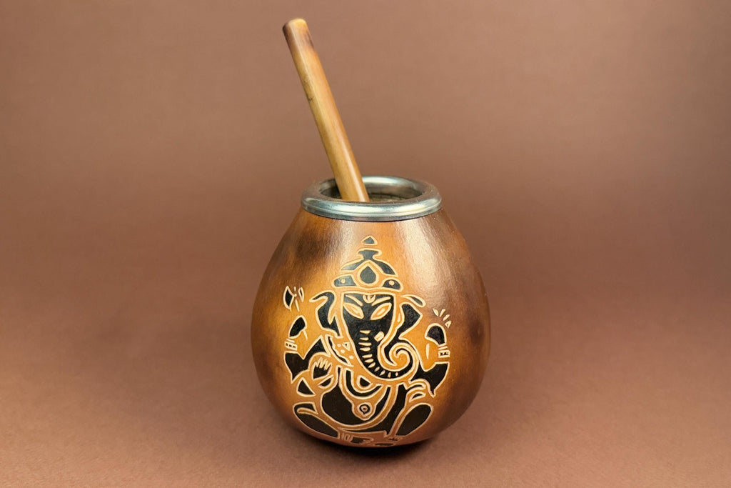 Yerba Mate Gourd with Ganesha Engraving