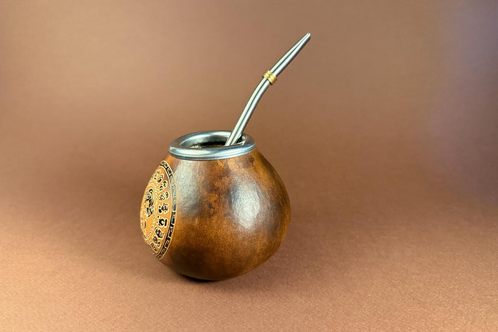 Yerba Mate Gourd 400ml with Calendar Mandala Engraving