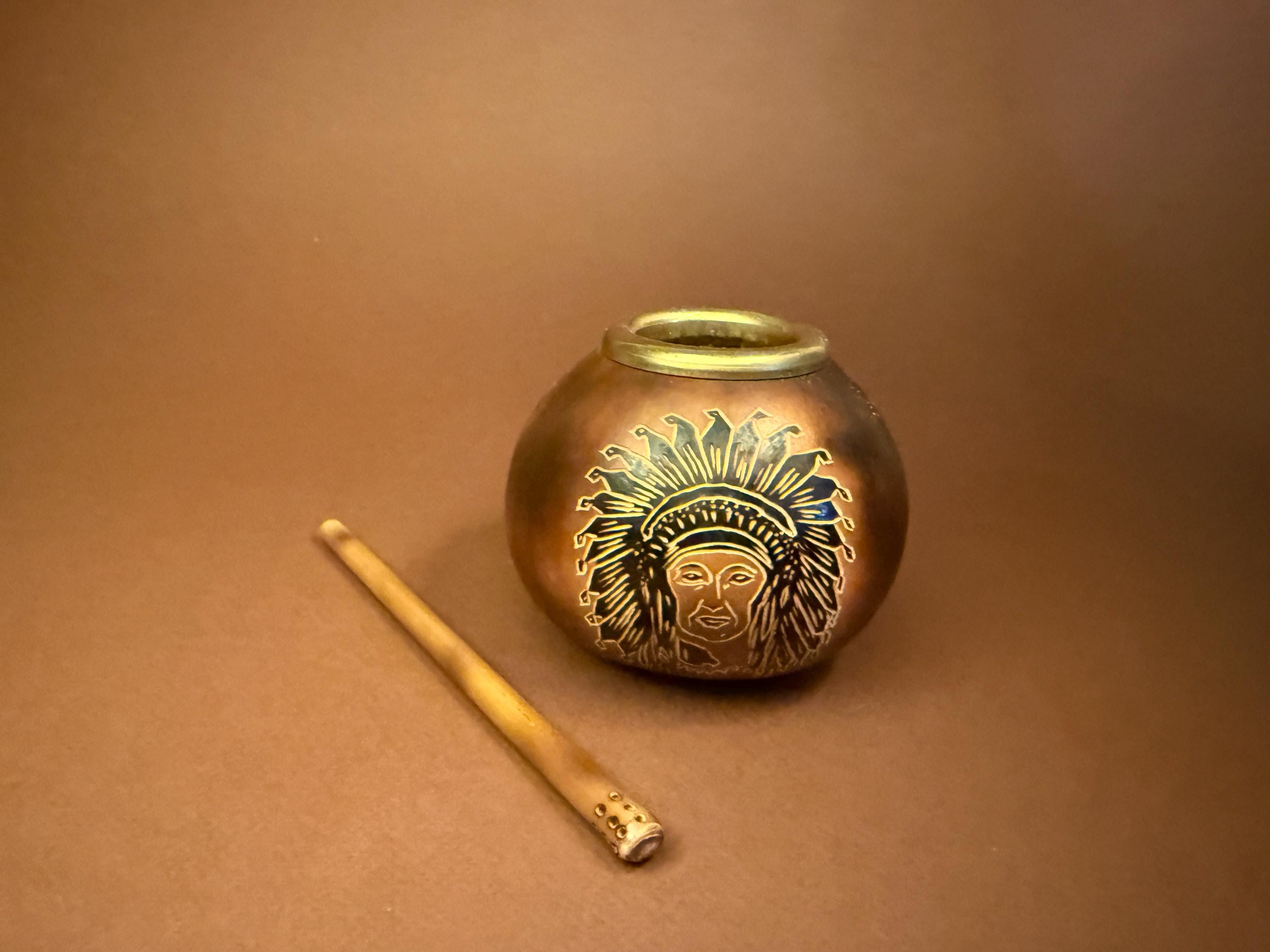 Yerba Mate Gourd Set, Hand Carved Calabash Cup 400ml with Bamboo Bombilla