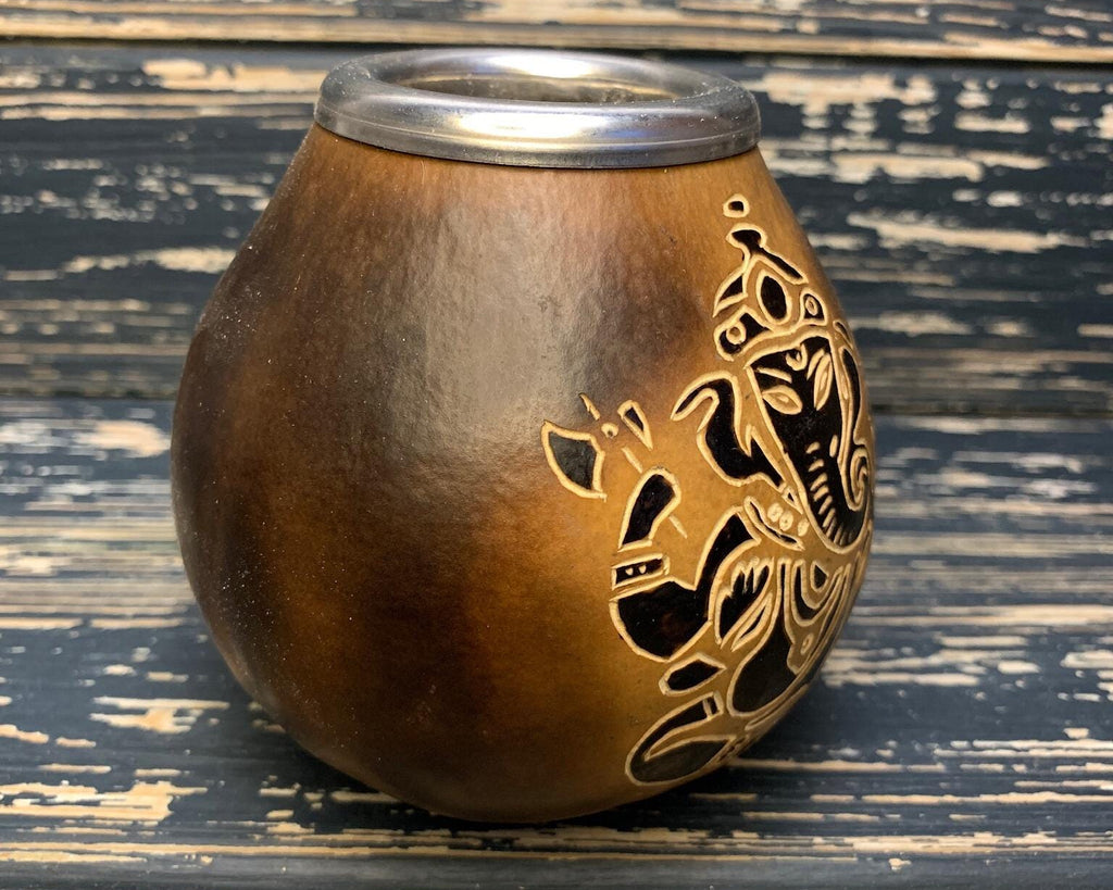 Yerba Mate Gourd with Ganesha Engraving – 400ml