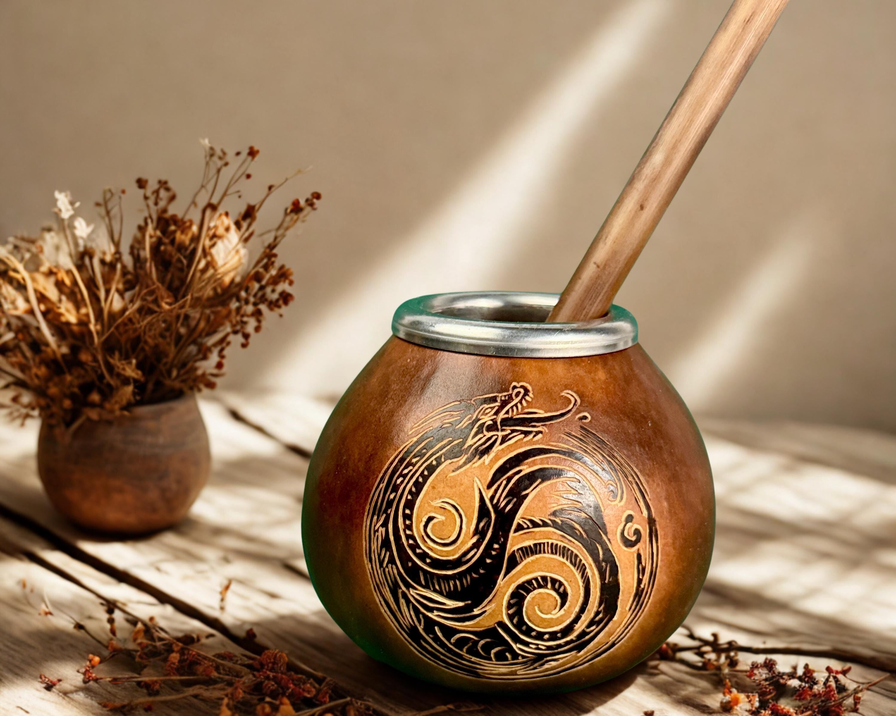 Handmade Mate Gourd Ouroboros – 400 ml