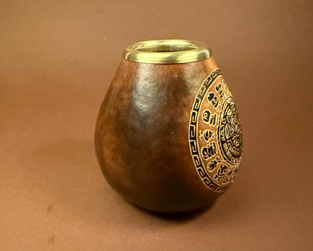 Calabash Mate Cup with Calendar Mandala Engraving