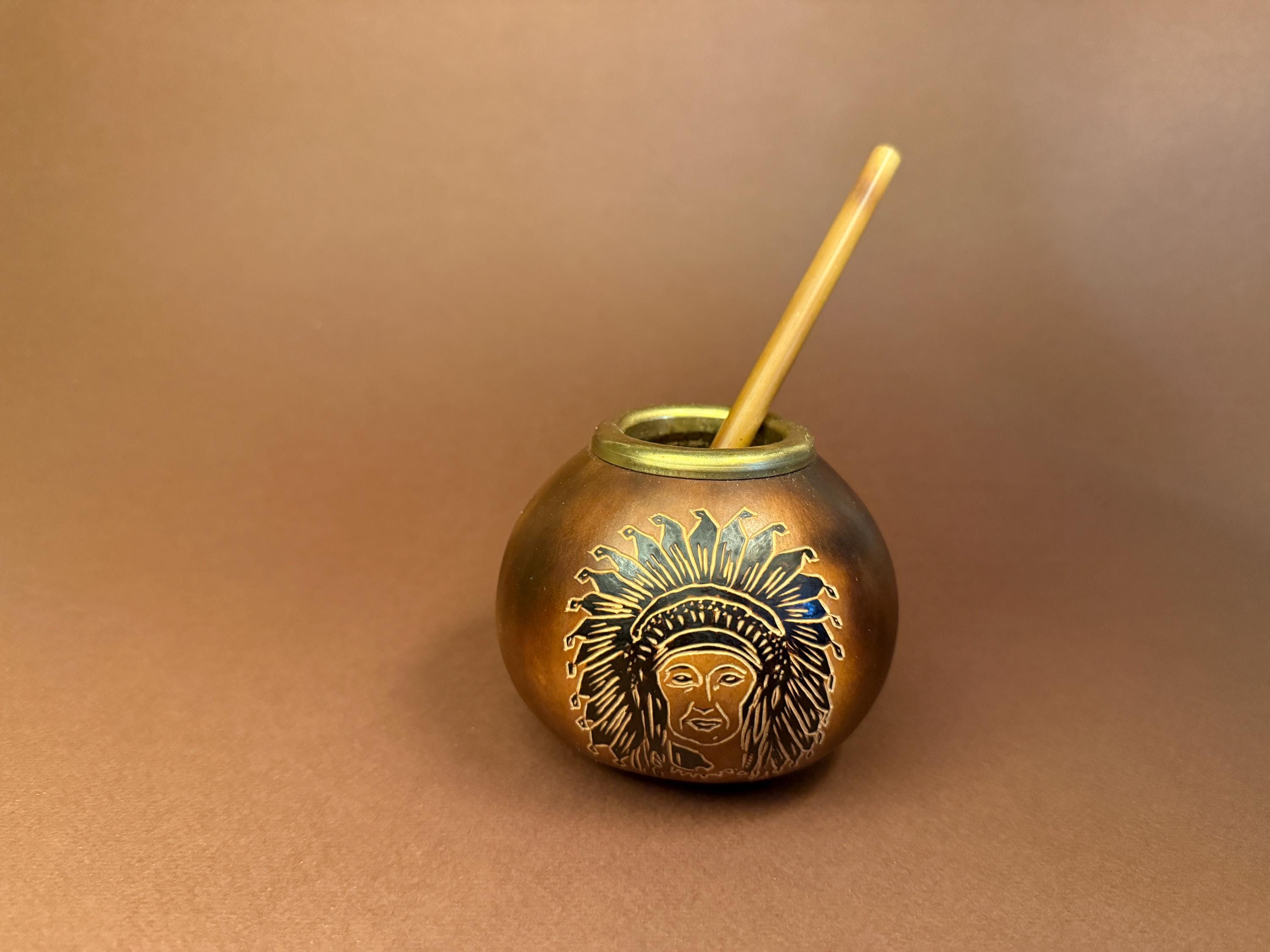 Yerba Mate Gourd Set, Hand Carved Calabash Cup 400ml with Bamboo Bombilla