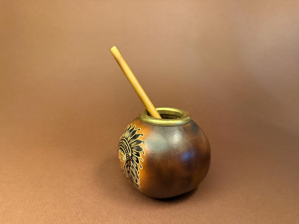 Yerba Mate Gourd Set, Hand Carved Calabash Cup 400ml with Bamboo Bombilla
