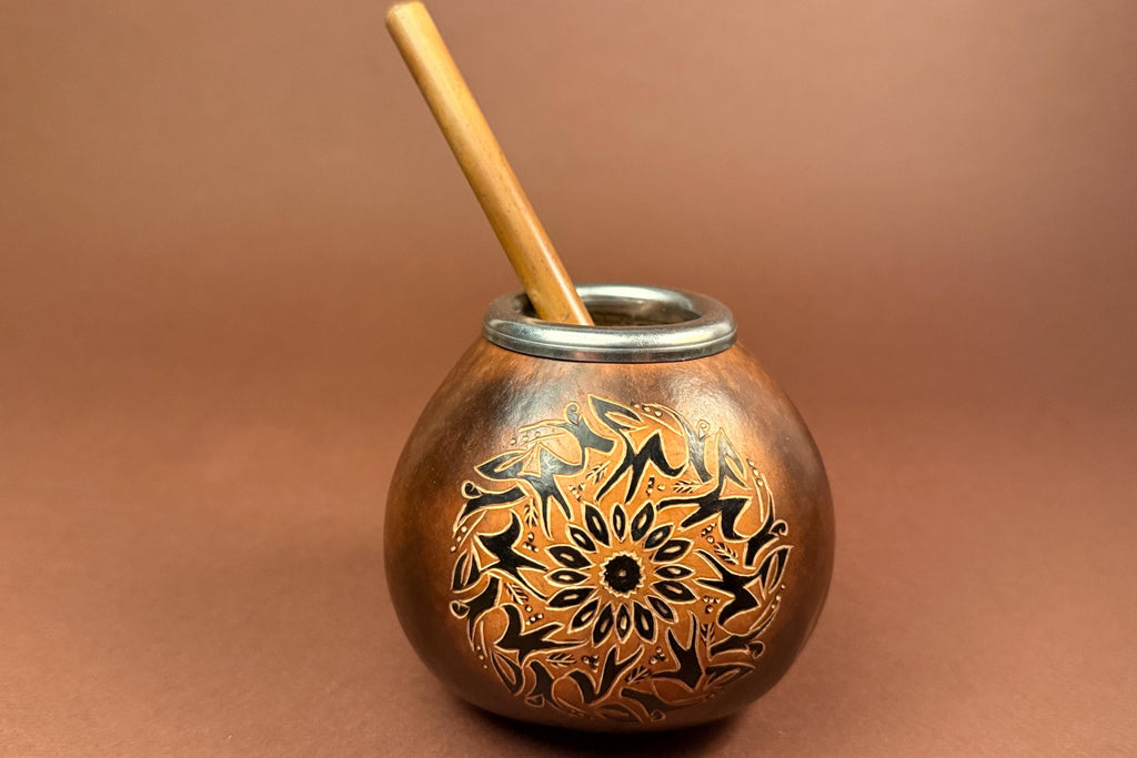 Yerba Mate Gourd with Sun Engraving 400ml