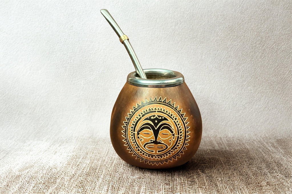 Yerba Mate Gourd with Tribal Sun Engraving – 400ml