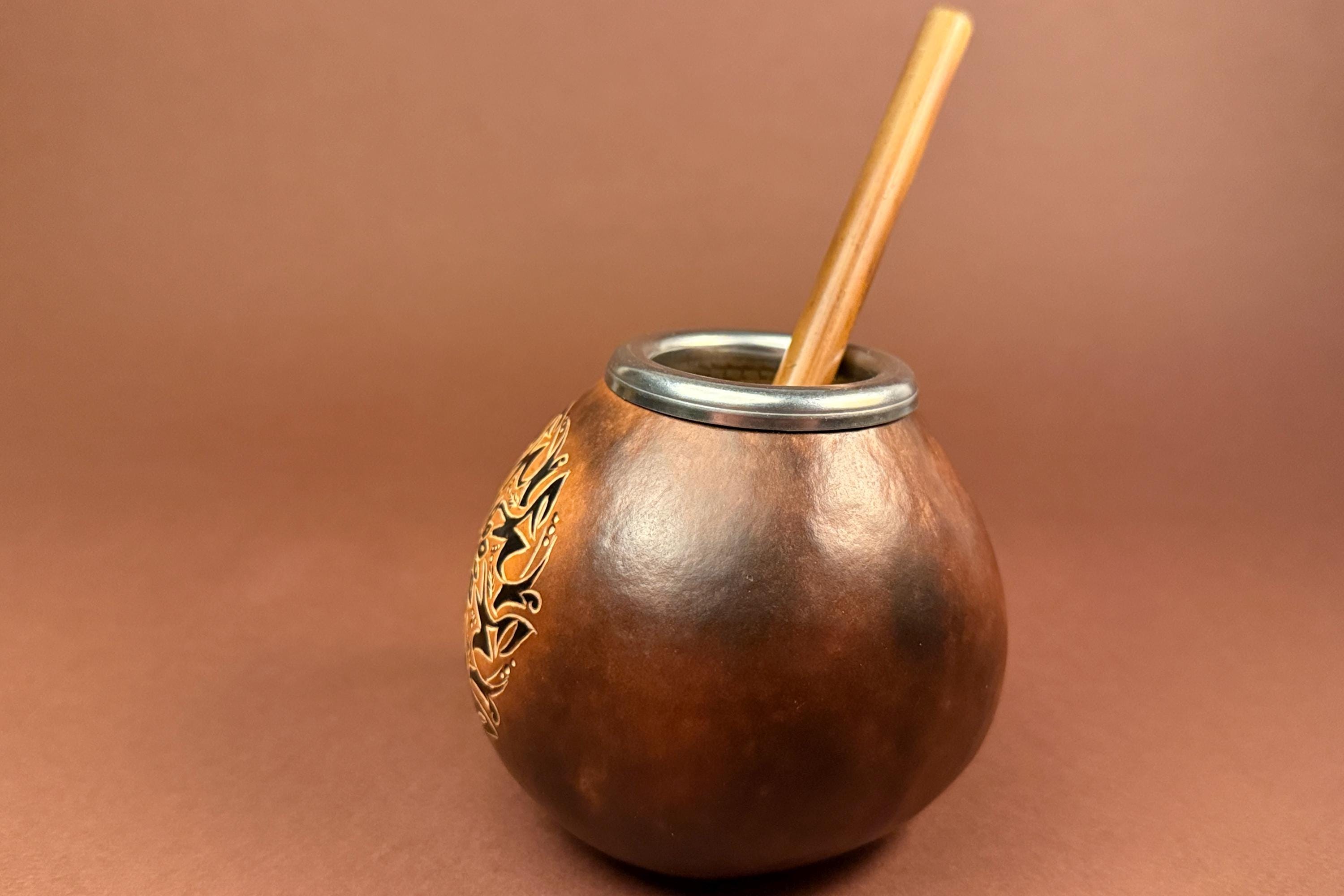 Yerba Mate Gourd with Sun Engraving 400ml