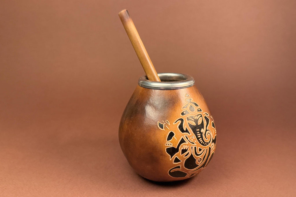 Yerba Mate Gourd with Ganesha Engraving