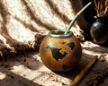 Handmade 400ml Mate Gourd with World Map Engraving