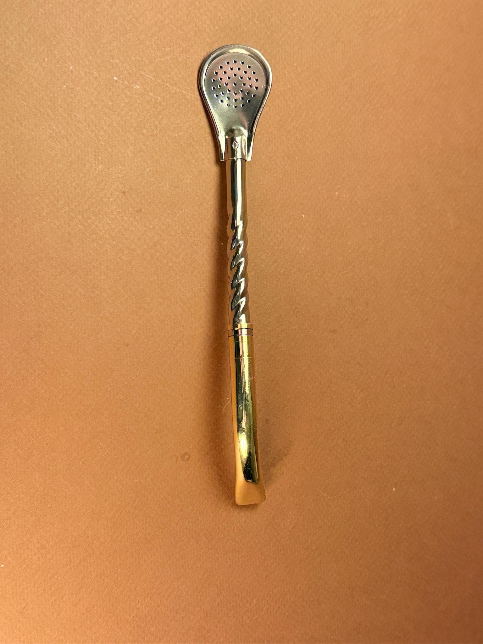 18cm Stainless Steel & Brass Bombilla