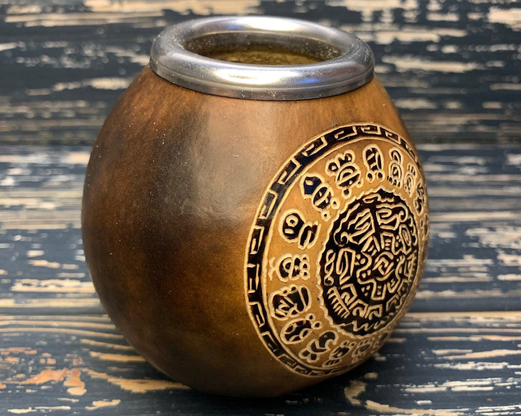 Calabash Mate Cup with Calendar Mandala Engraving