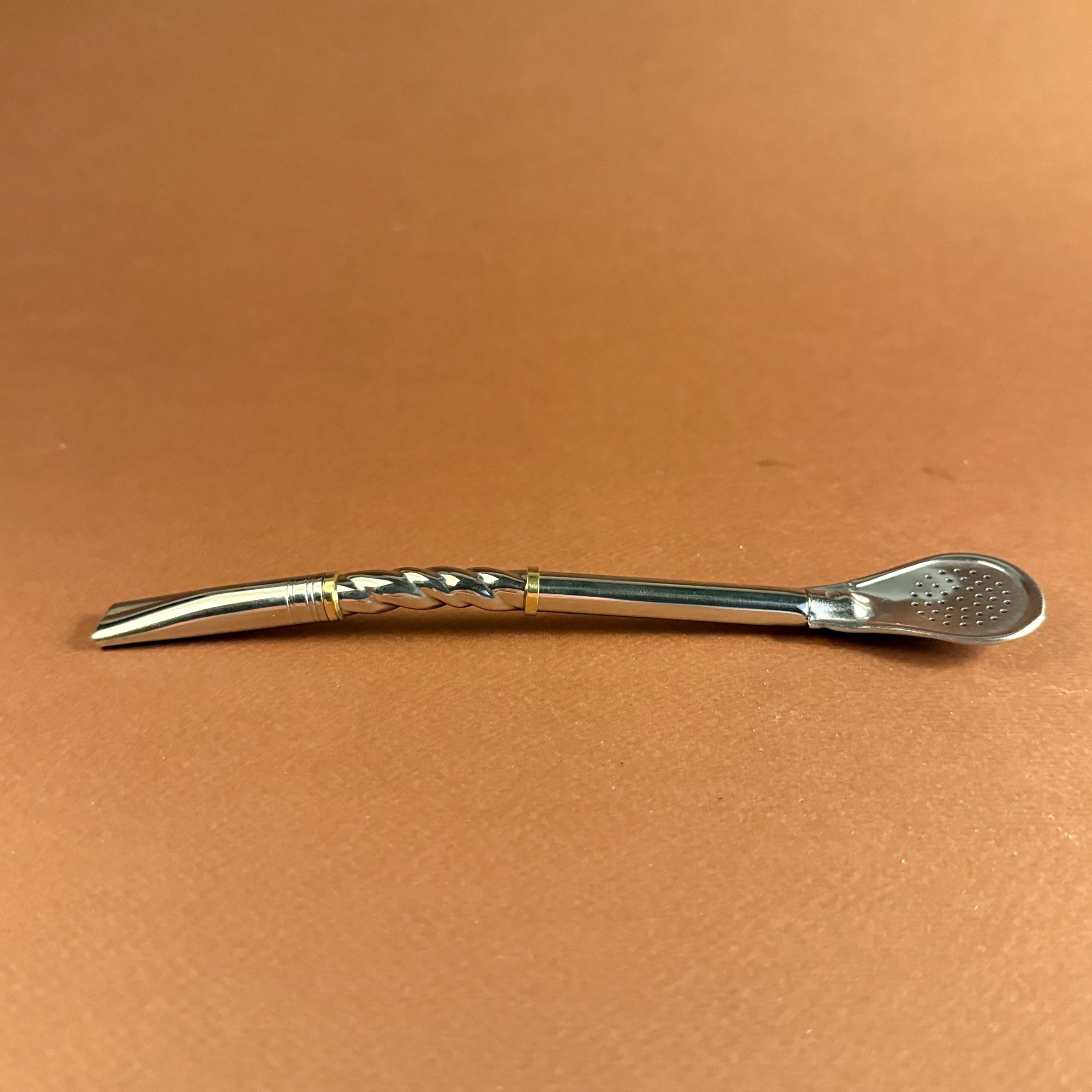 18cm Stainless Steel & Brass Bombilla