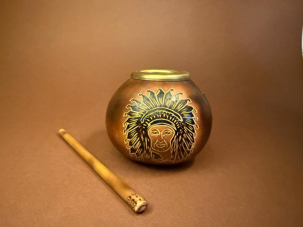 Yerba Mate Gourd Set, Hand Carved Calabash Cup 400ml with Bamboo Bombilla