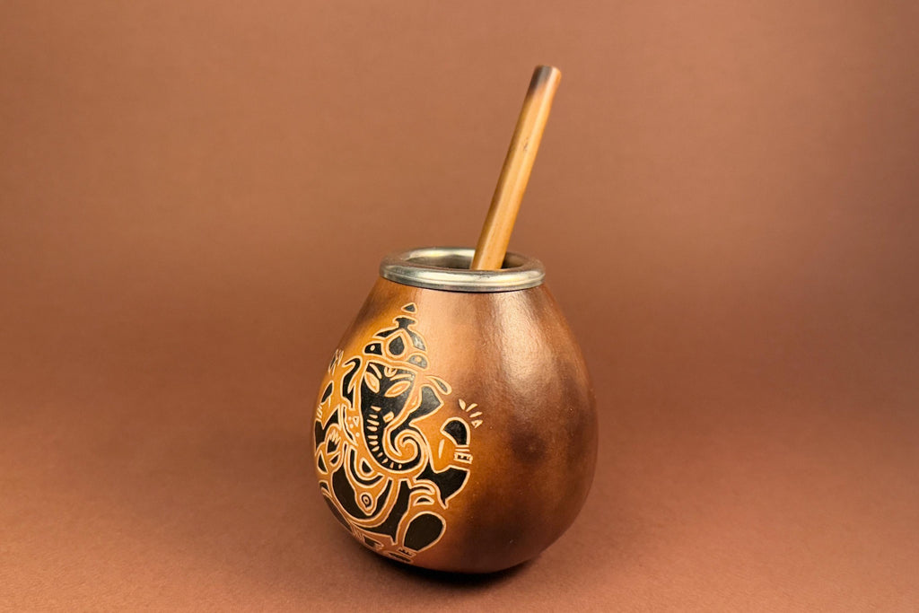 Yerba Mate Gourd with Ganesha Engraving