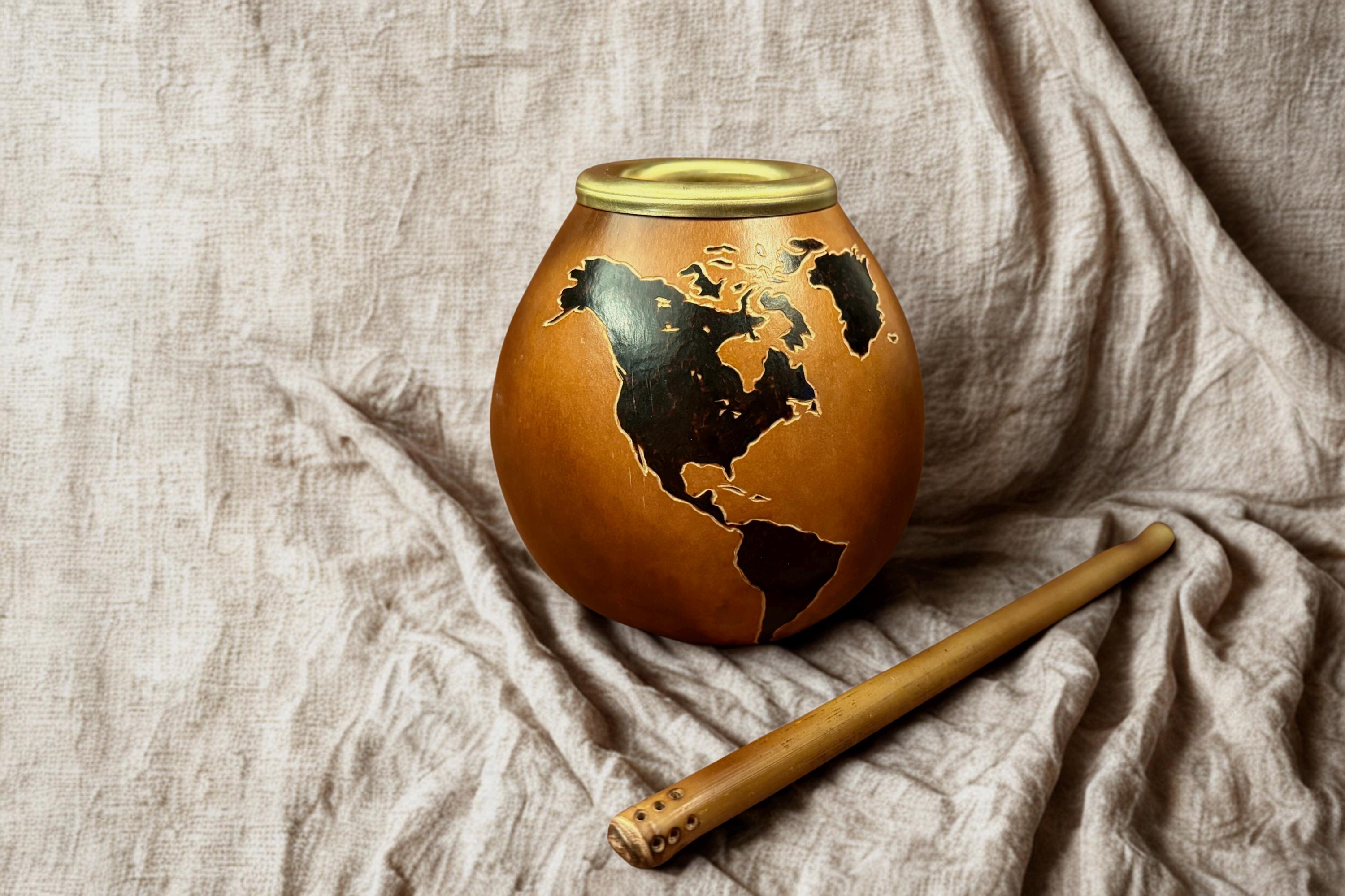 Handmade Yerba Mate Gourd 400ml Mayan Calendar
