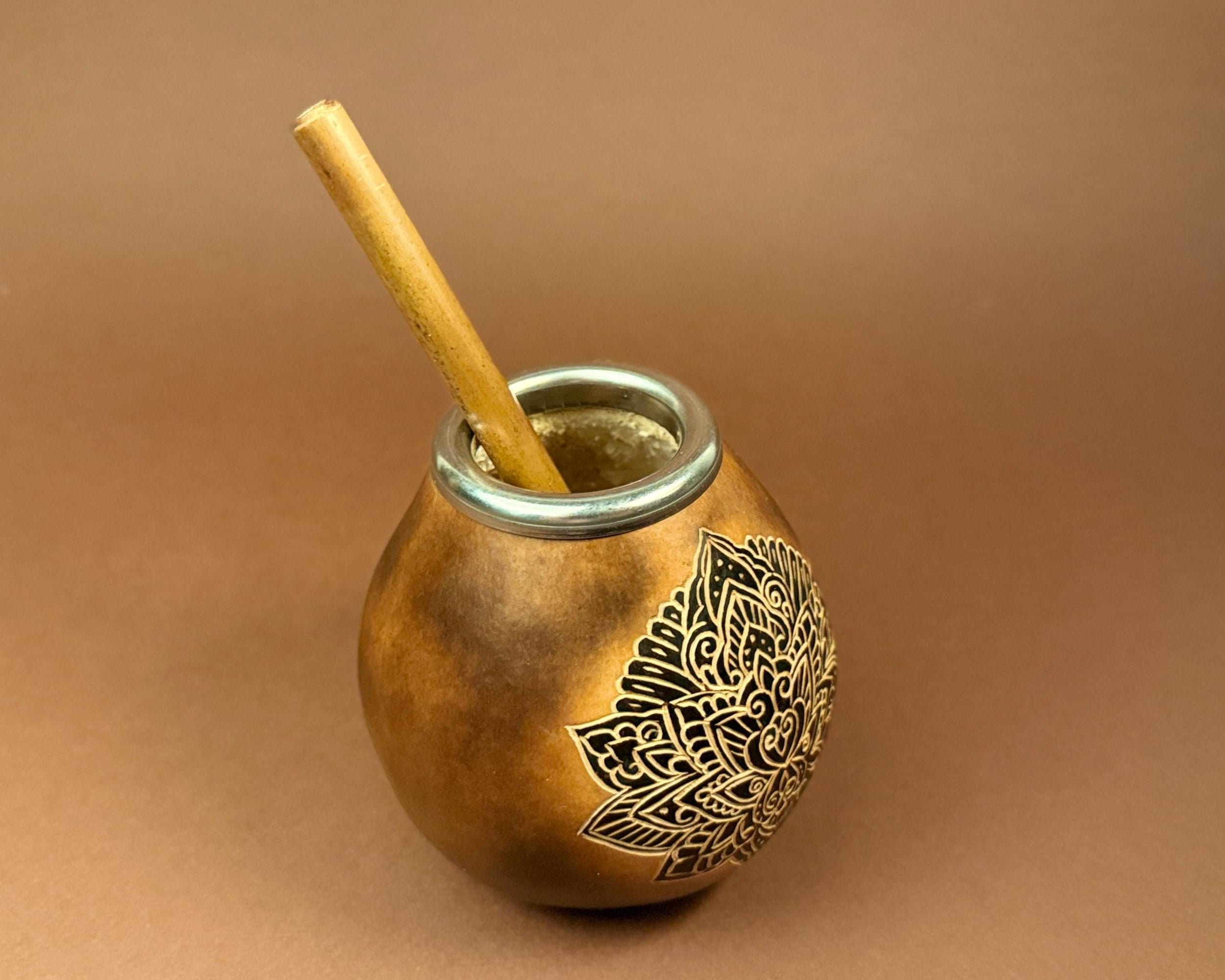 Calabash Mate Gourd with Lotus Flower