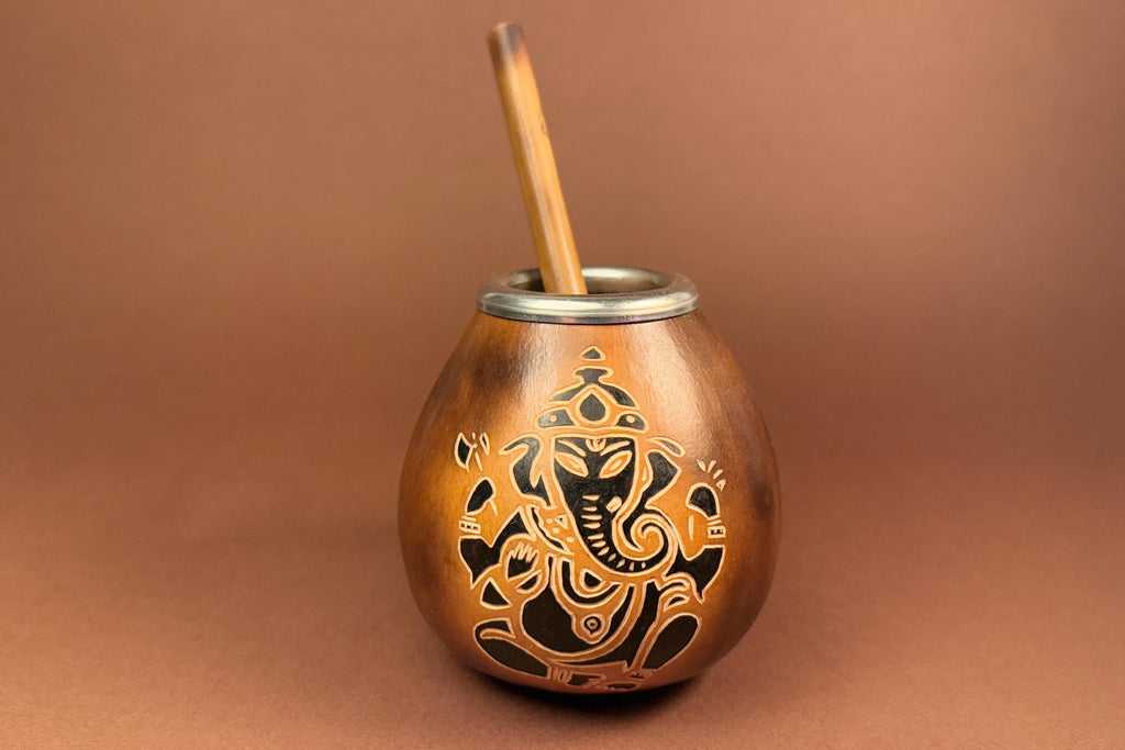Yerba Mate Gourd with Ganesha Engraving