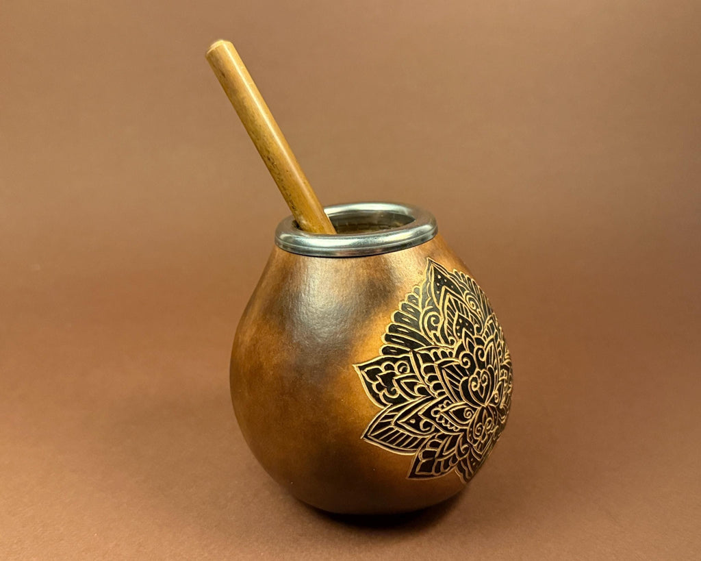 Calabash Mate Gourd with Lotus Flower
