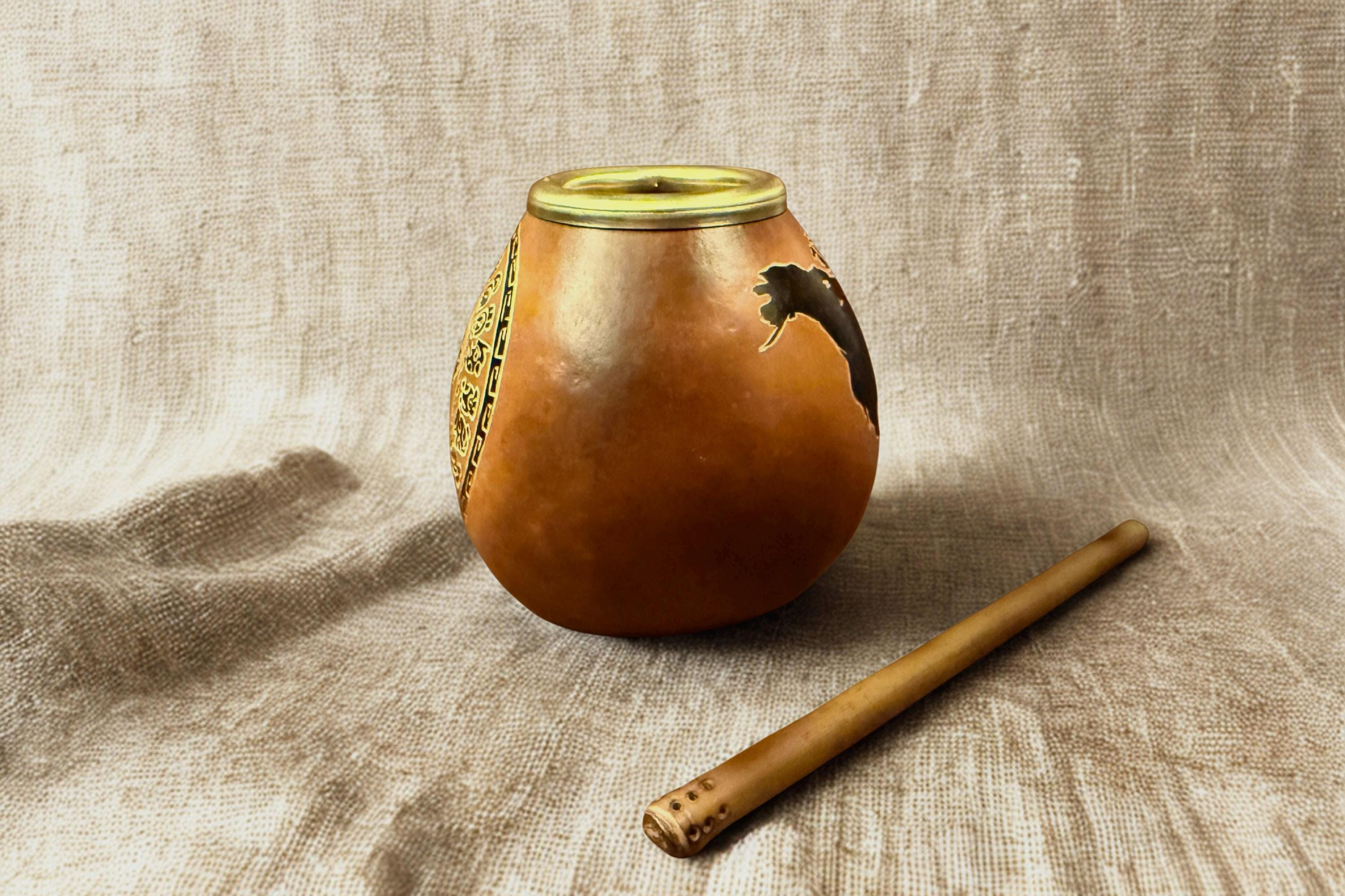 Handmade Yerba Mate Gourd 400ml Mayan Calendar