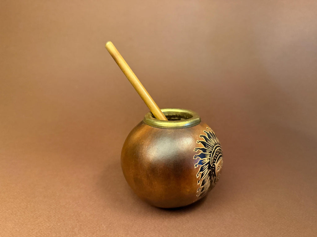 Yerba Mate Gourd Set, Hand Carved Calabash Cup 400ml with Bamboo Bombilla