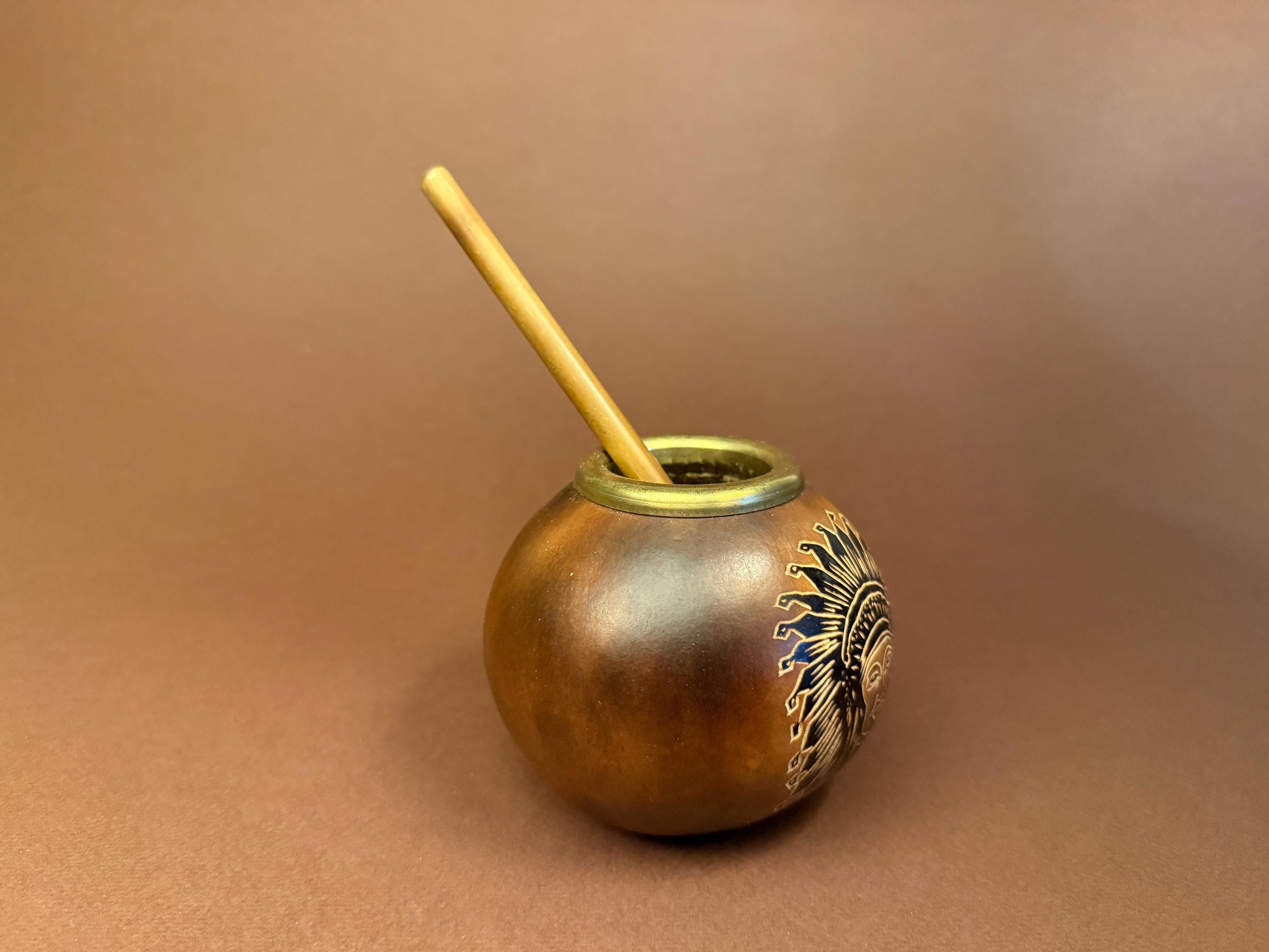 Yerba Mate Gourd Set, Hand Carved Calabash Cup 400ml with Bamboo Bombilla