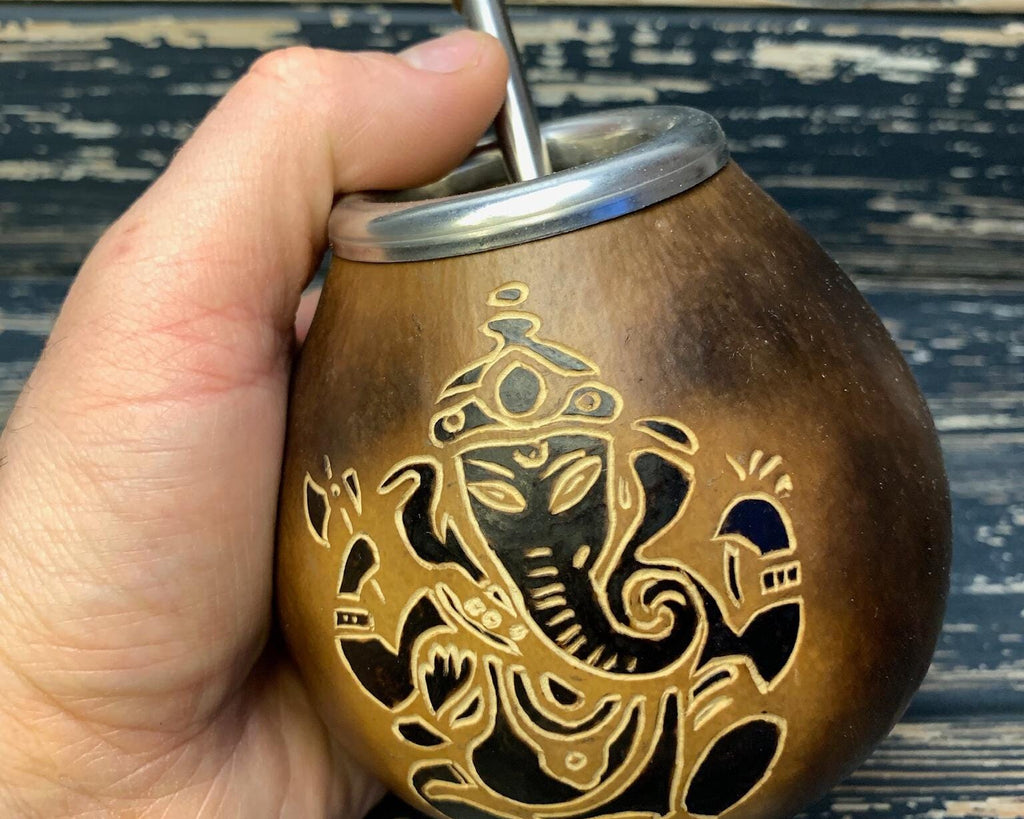 Yerba Mate Gourd with Ganesha Engraving – 400ml