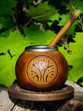 Yerba Mate Gourd with Tree of Life Engraving