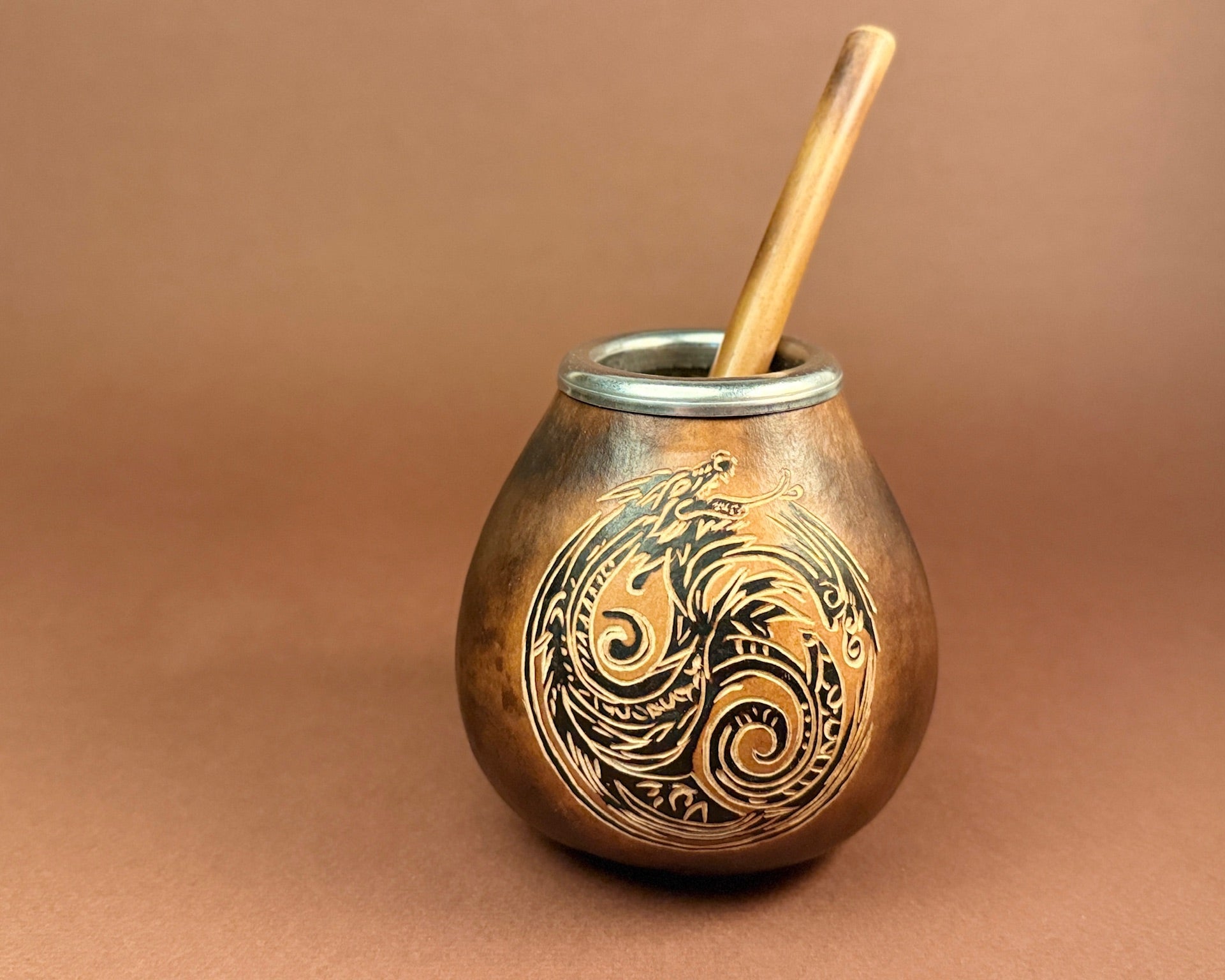 Handmade Mate Gourd Ouroboros – 400 ml