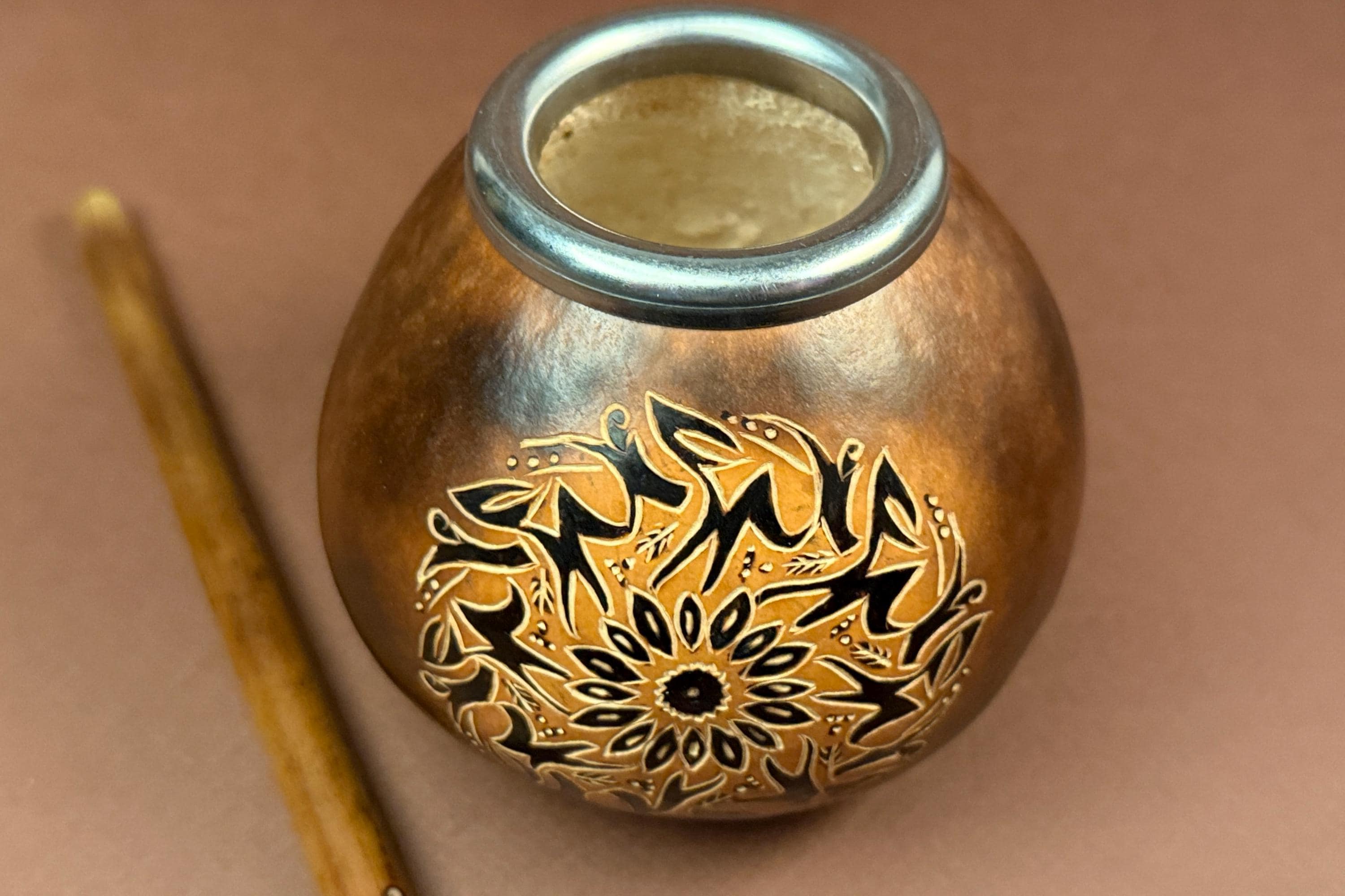 Sun Engraved Mate Gourd 400ml