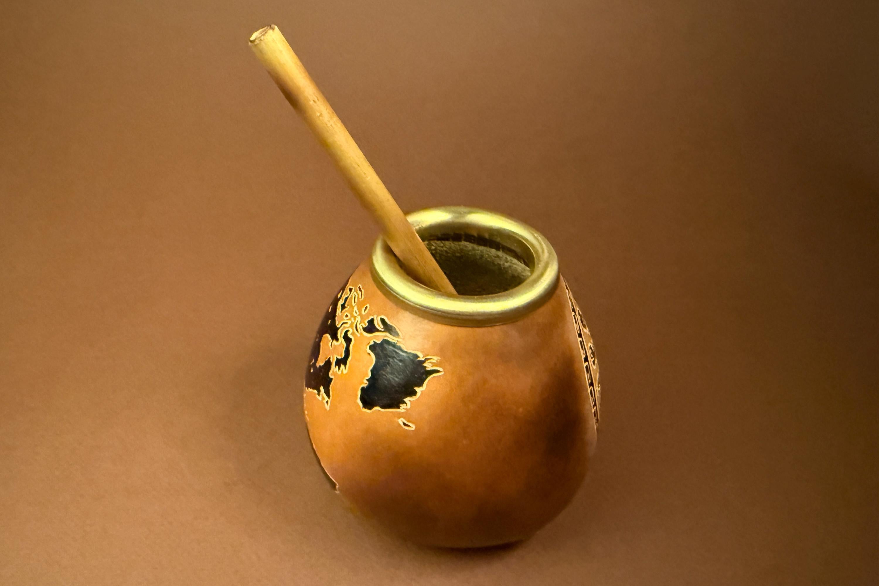 Handmade Yerba Mate Gourd 400ml Mayan Calendar
