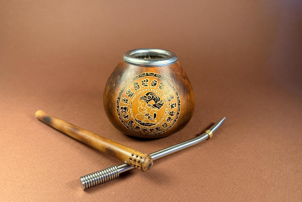 Yerba Mate Gourd 400ml with Calendar Mandala Engraving