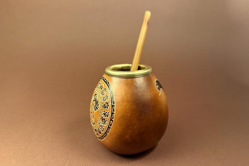 Handmade Yerba Mate Gourd 400ml Mayan Calendar