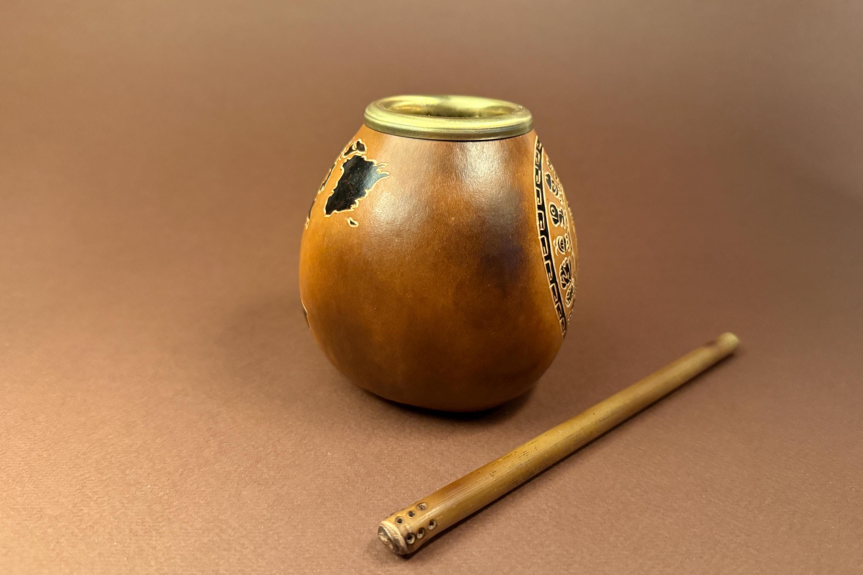 Handmade Yerba Mate Gourd 400ml Mayan Calendar