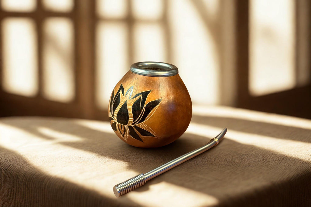 Yerba Mate Gourd 400ml White Lotus Engraving