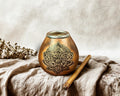 Calabash Mate Gourd with Lotus Flower
