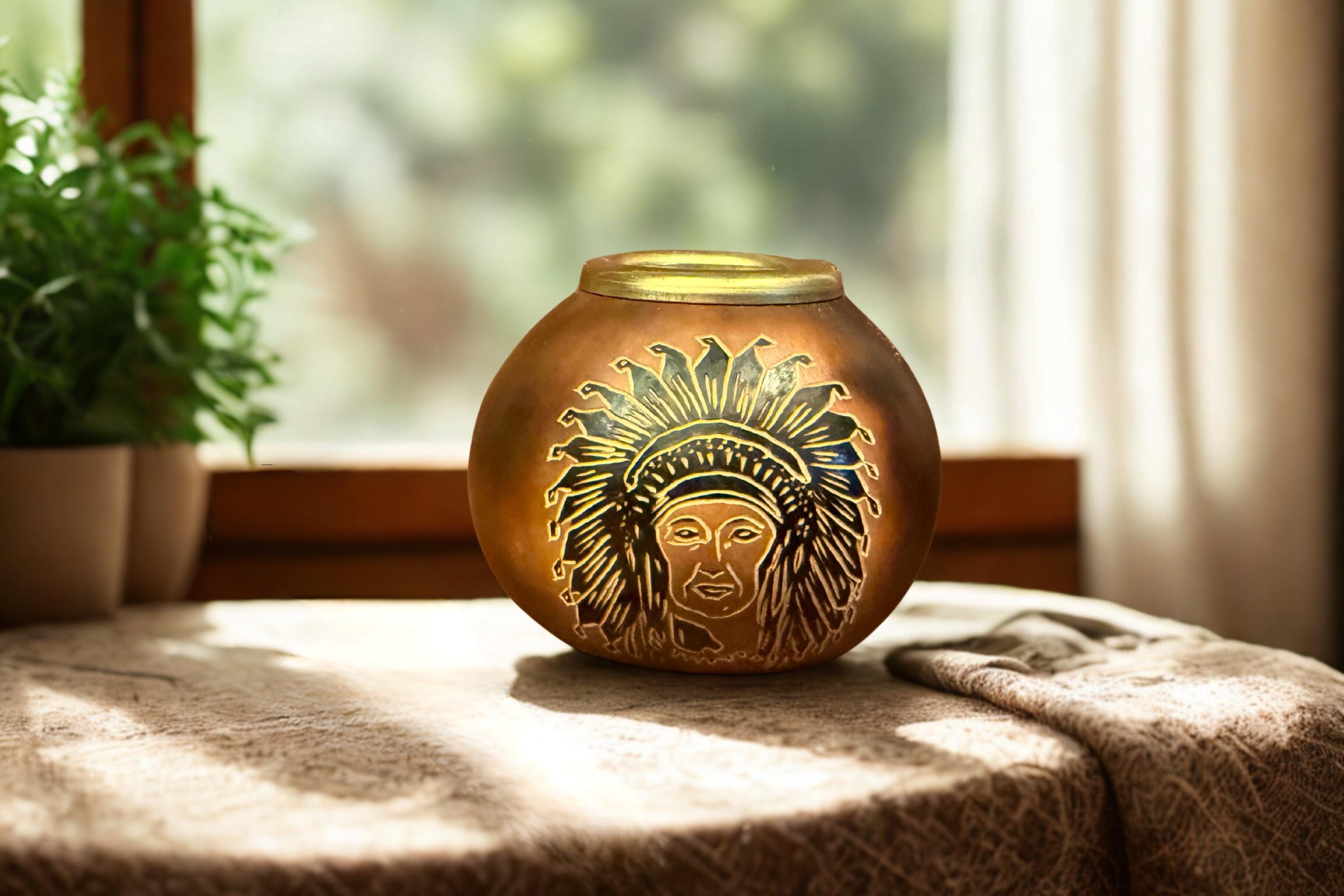 Yerba Mate Gourd Set, Hand Carved Calabash Cup 400ml with Bamboo Bombilla