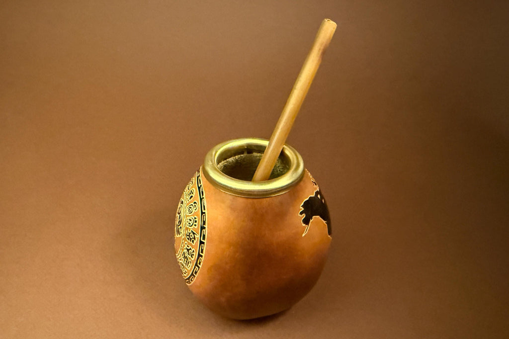 Handmade Yerba Mate Gourd 400ml Mayan Calendar