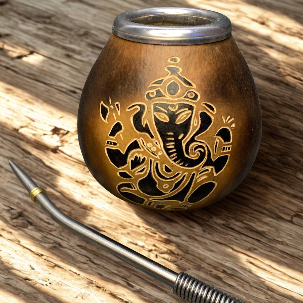 Yerba Mate Gourd with Ganesha Engraving – 400ml