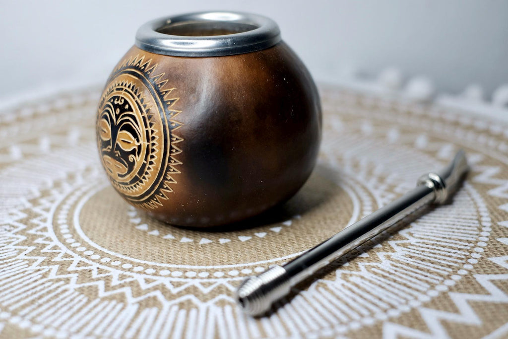 Yerba Mate Gourd with Tribal Sun Engraving – 400ml