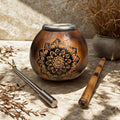 Yerba Mate Gourd Set – 400ml with Mandala Engraving