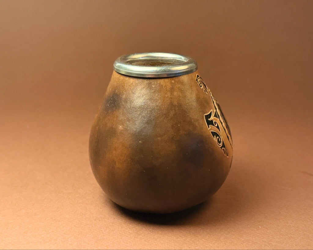 Handmade Mate Gourd 400ml with Turtle Engraving