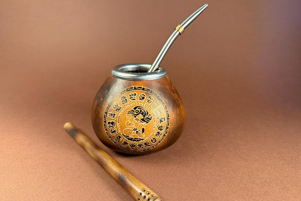 Yerba Mate Gourd 400ml with Calendar Mandala Engraving