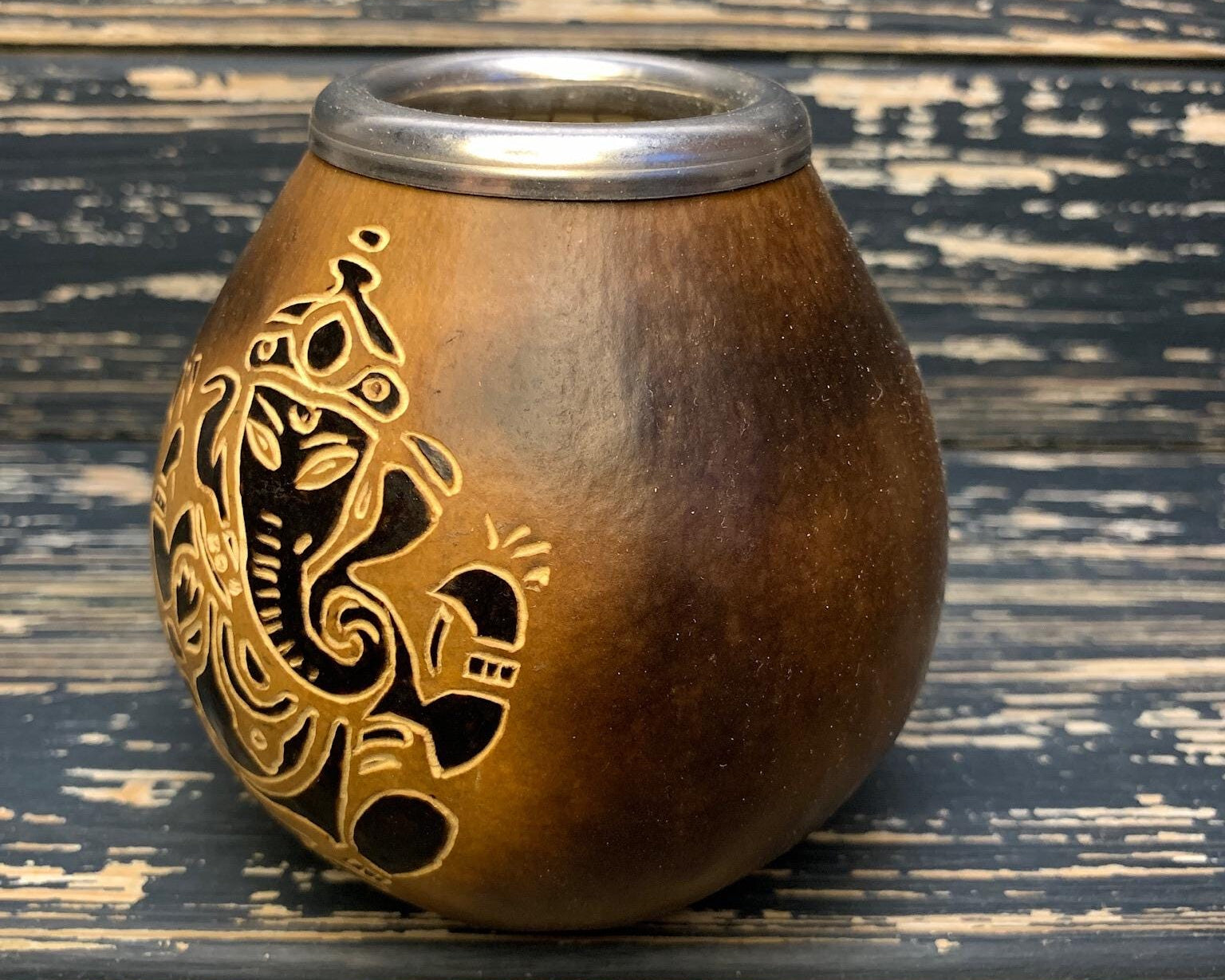 Yerba Mate Gourd with Ganesha Engraving – 400ml