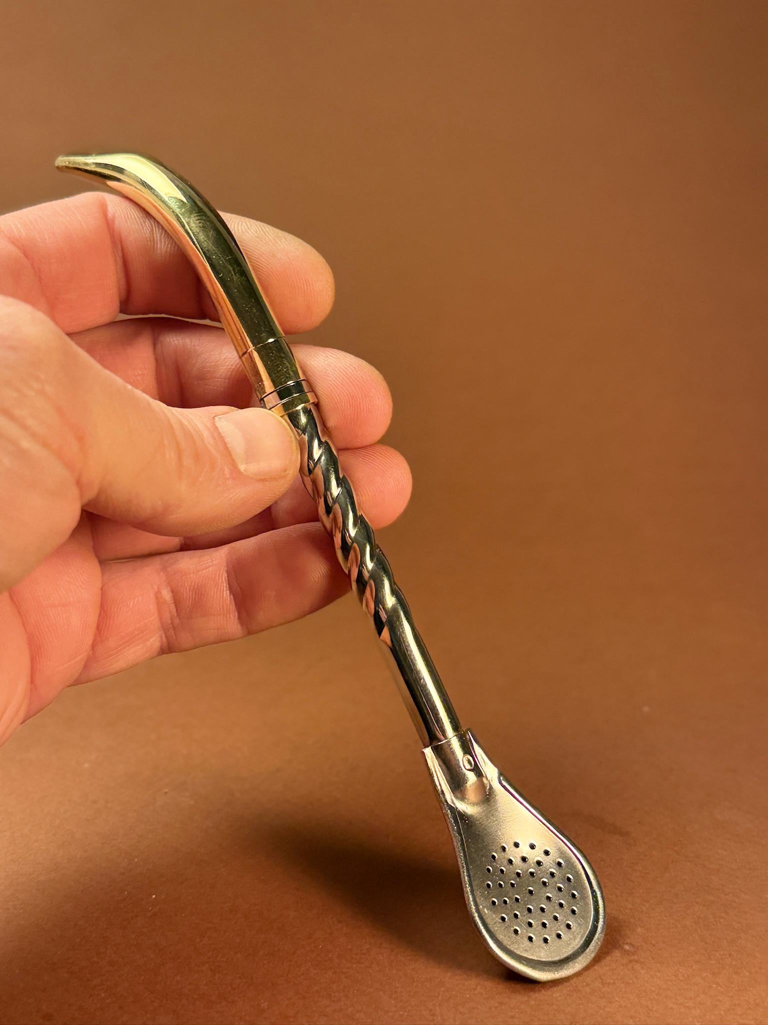 18cm Stainless Steel & Brass Bombilla