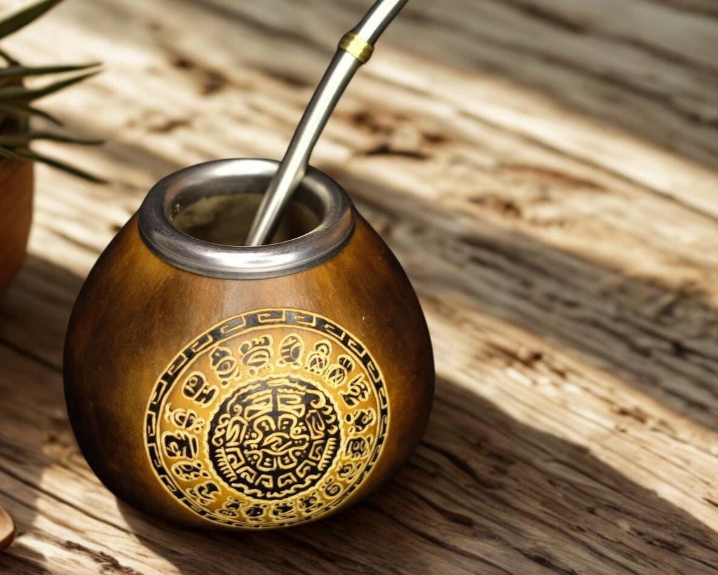 Calabash Mate Cup with Calendar Mandala Engraving